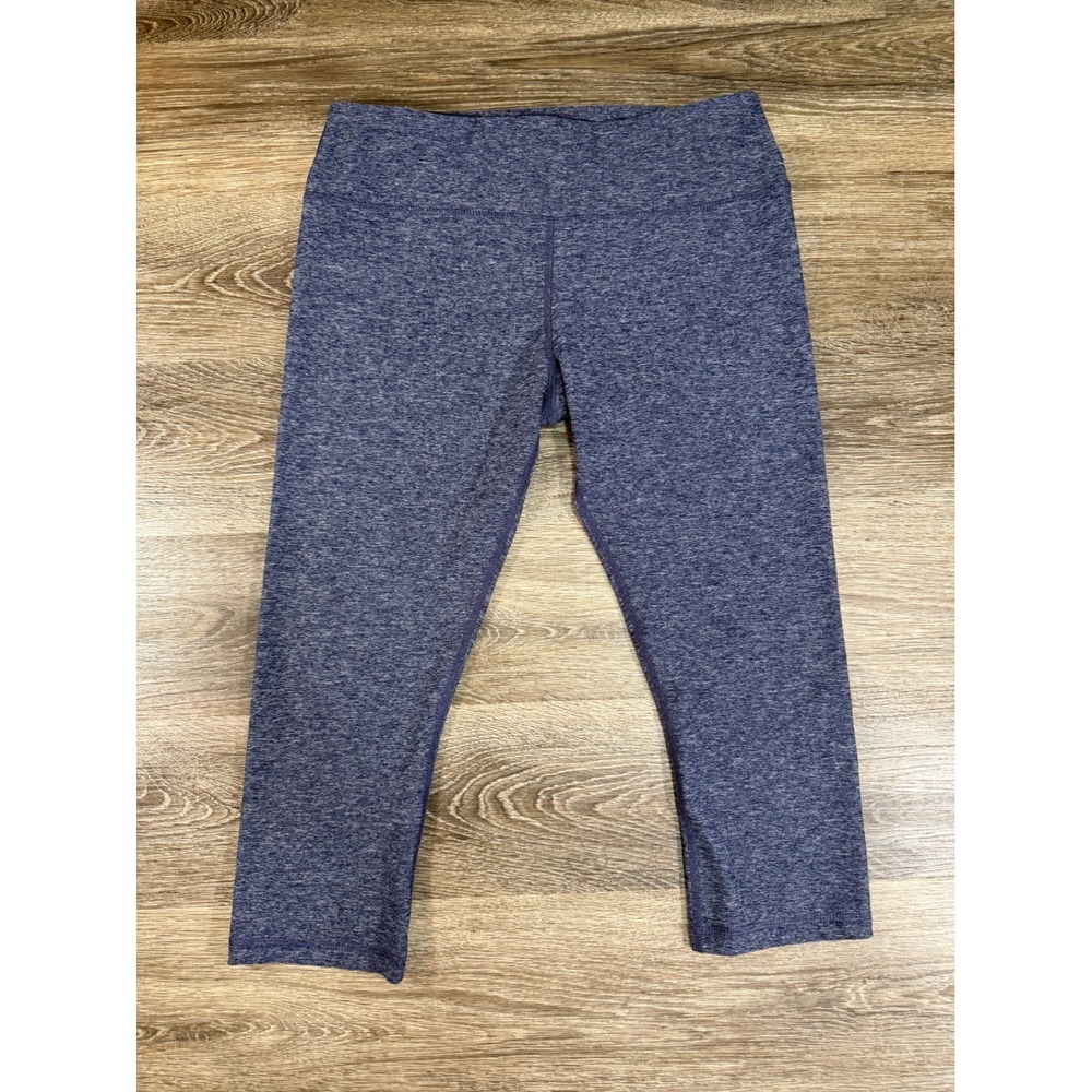 Scorpio Sol Womens Blue Heathered Cropped Leggings Size L Capri Activewear Yoga